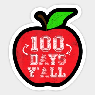 Apple 100 Days Y'all Virtual Learning Teachers Students Kids Sticker